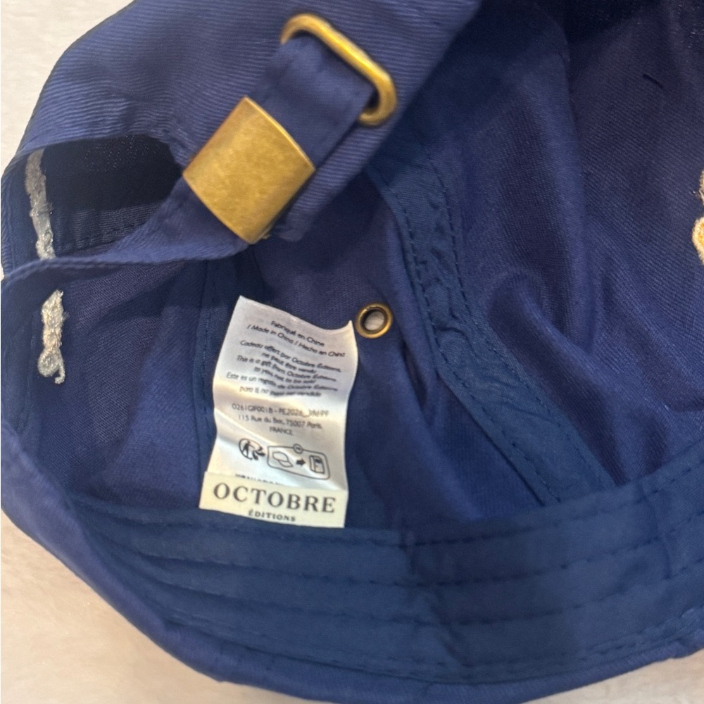 Sezane Octobre navy Blue Cap with Yellow Clover/ NEW - Picture 5 of 6